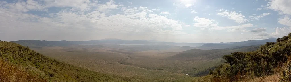 The rim and broad basin of Ngorongoro Crater